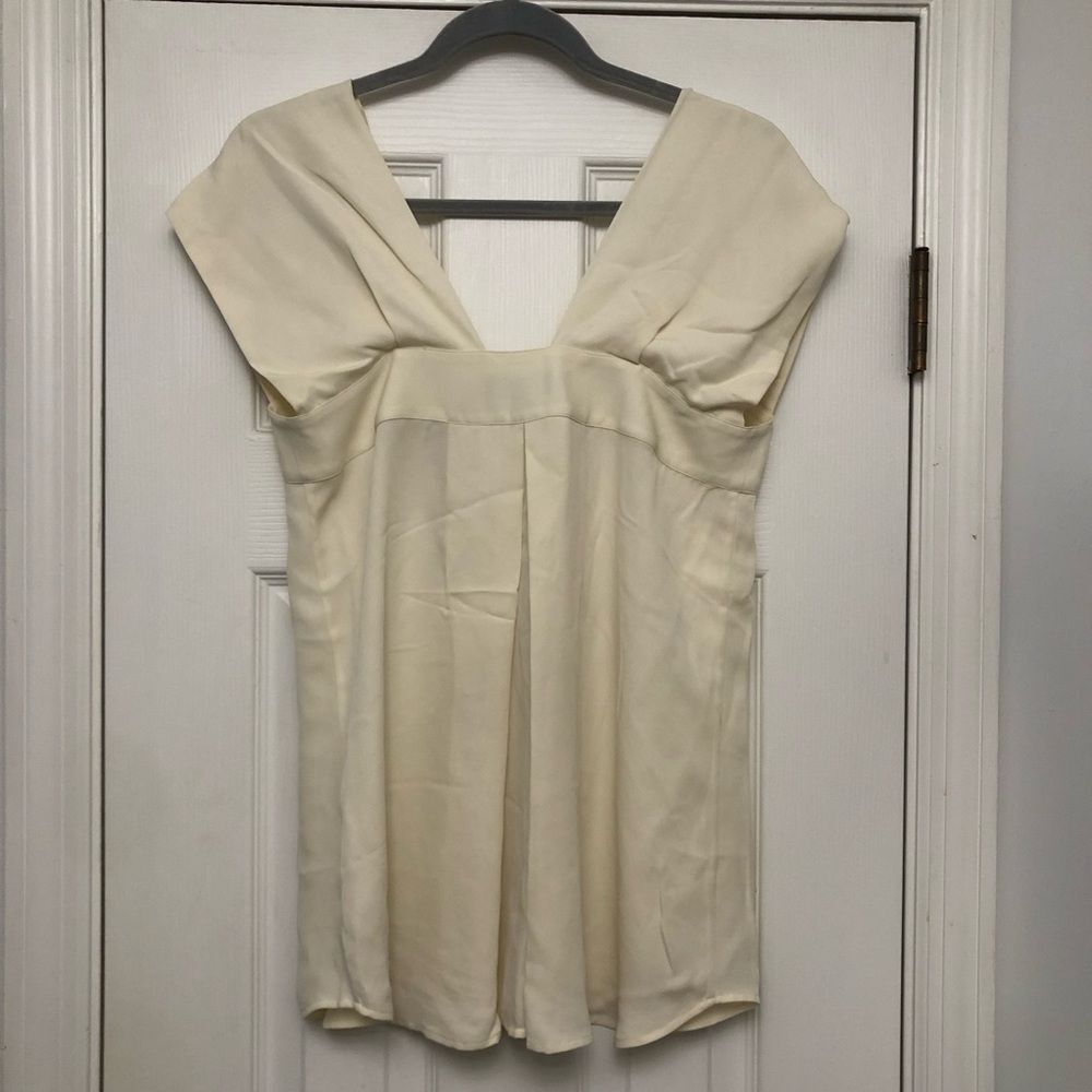 Theory Convertible Silk Blouse Top Off the Shoulder V-Neck Ivory White NWT S - Picture 8 of 9